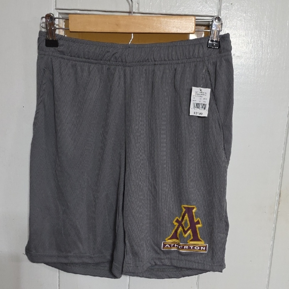Pel-Athletic Men's Gym Basketball Shorts Gray "Atherton" Logo Pockets Sz S